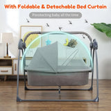 Electric Bassinet Crib Grey Baby Cradle with Lullabies and Remote Control - Low Angle