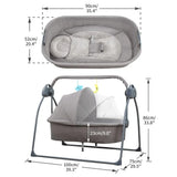 Electric Bassinet Crib Grey Baby Cradle with Lullabies and Remote Control - Extra Image