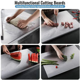 Silver Stainless Steel Chopping Board 50x40cm - Non-Slip Pastry Worktop Protector - 45-Degree Angle