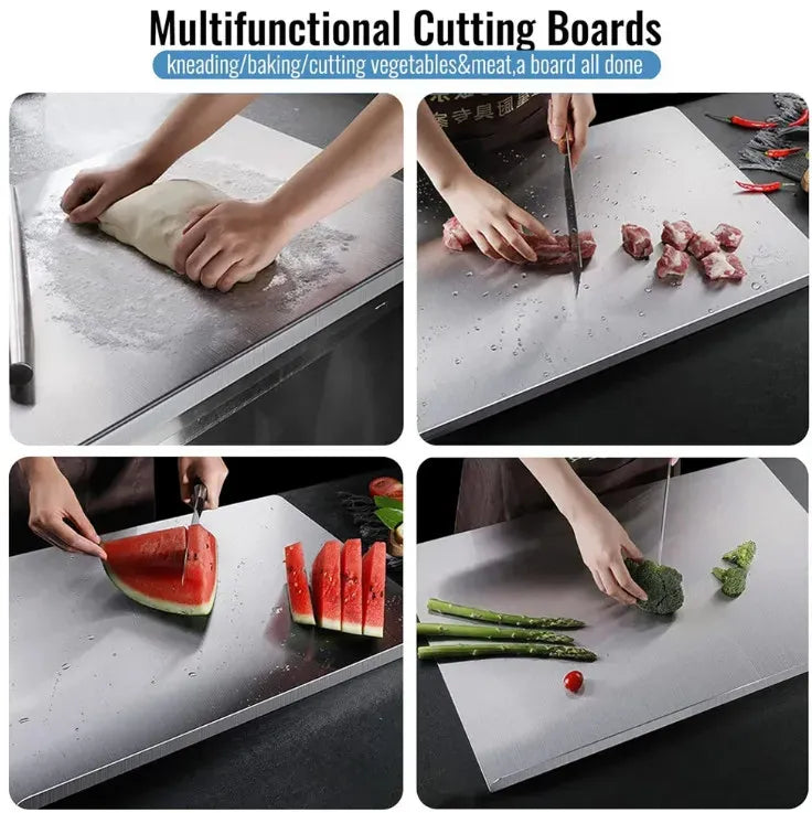 Silver Stainless Steel Chopping Board 70x50cm - Non-Slip Pastry Worktop Protector