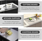 Silver Stainless Steel Chopping Board 80x50cm - Non-Slip Pastry Worktop Protector - Front View
