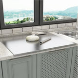 Silver Stainless Steel Chopping Board 80x50cm - Non-Slip Pastry Worktop Protector - Side View
