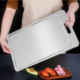 Double-Sided Titanium Cutting Board in Silver, 29x20CM, Durable and Heat Resistant