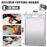 Double-Sided Titanium Cutting Board in Silver, 36x25CM, Heat Resistant for Kitchen and Camping - Side View