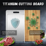 Double-Sided Titanium Cutting Board in Silver, 36x25CM, Heat Resistant for Kitchen and Camping - Top-Down View
