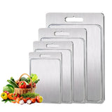 Double-Sided Titanium Cutting Board in Silver, 36x25CM, Heat Resistant for Kitchen and Camping - Rear View