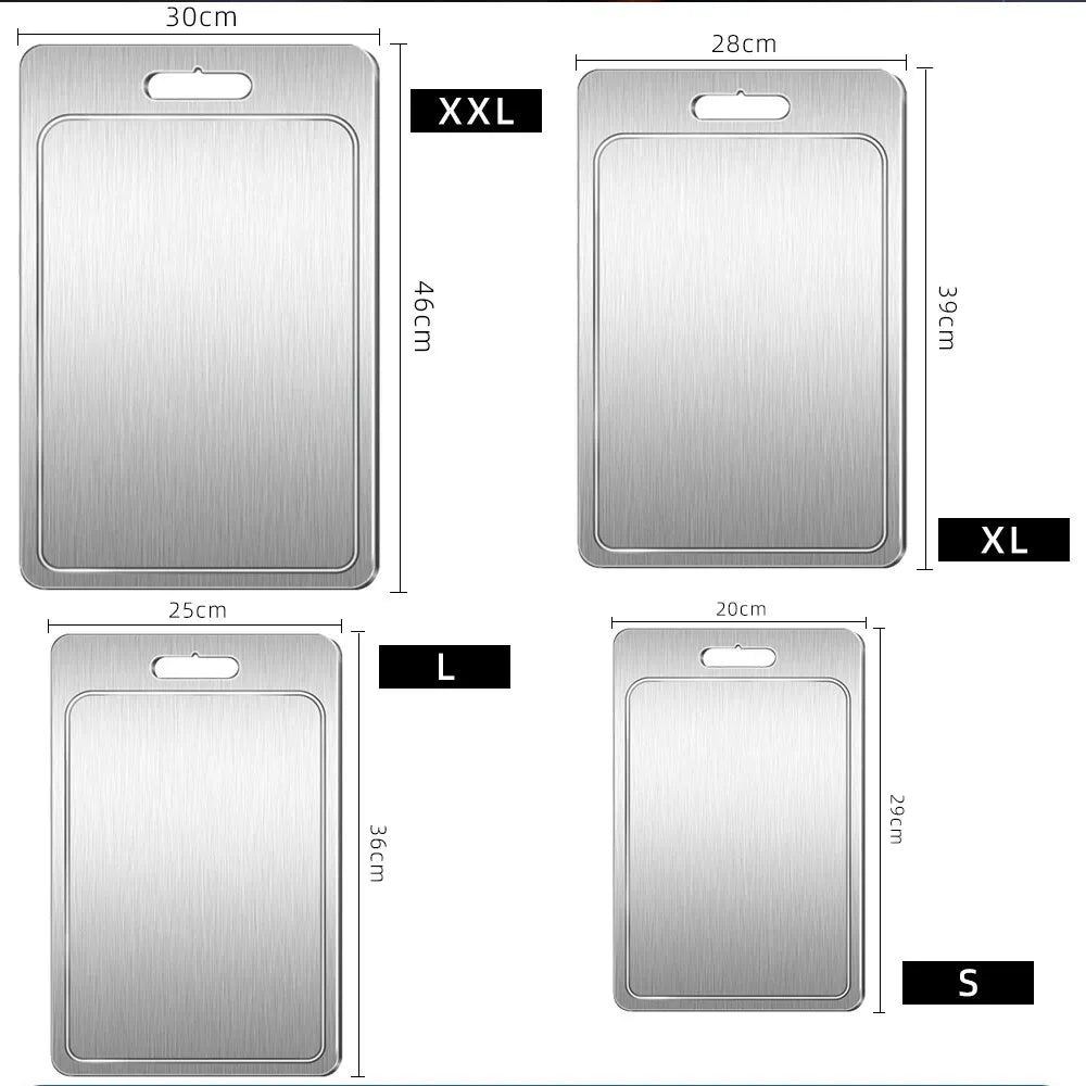 Double-Sided Titanium Cutting Board in Silver, 36x25CM, Heat Resistant for Kitchen and Camping