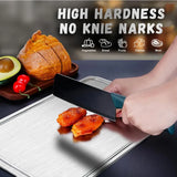 Double-Sided Titanium Cutting Board in Silver, 39x28cm, 1.5mm Thickness for Kitchen and Camping - Low Angle