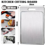 Double-Sided Titanium Cutting Board in Silver, 46x30cm, Durable and Heat Resistant - Side View