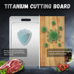 Double-Sided Titanium Cutting Board in Silver, 46x30cm, Durable and Heat Resistant