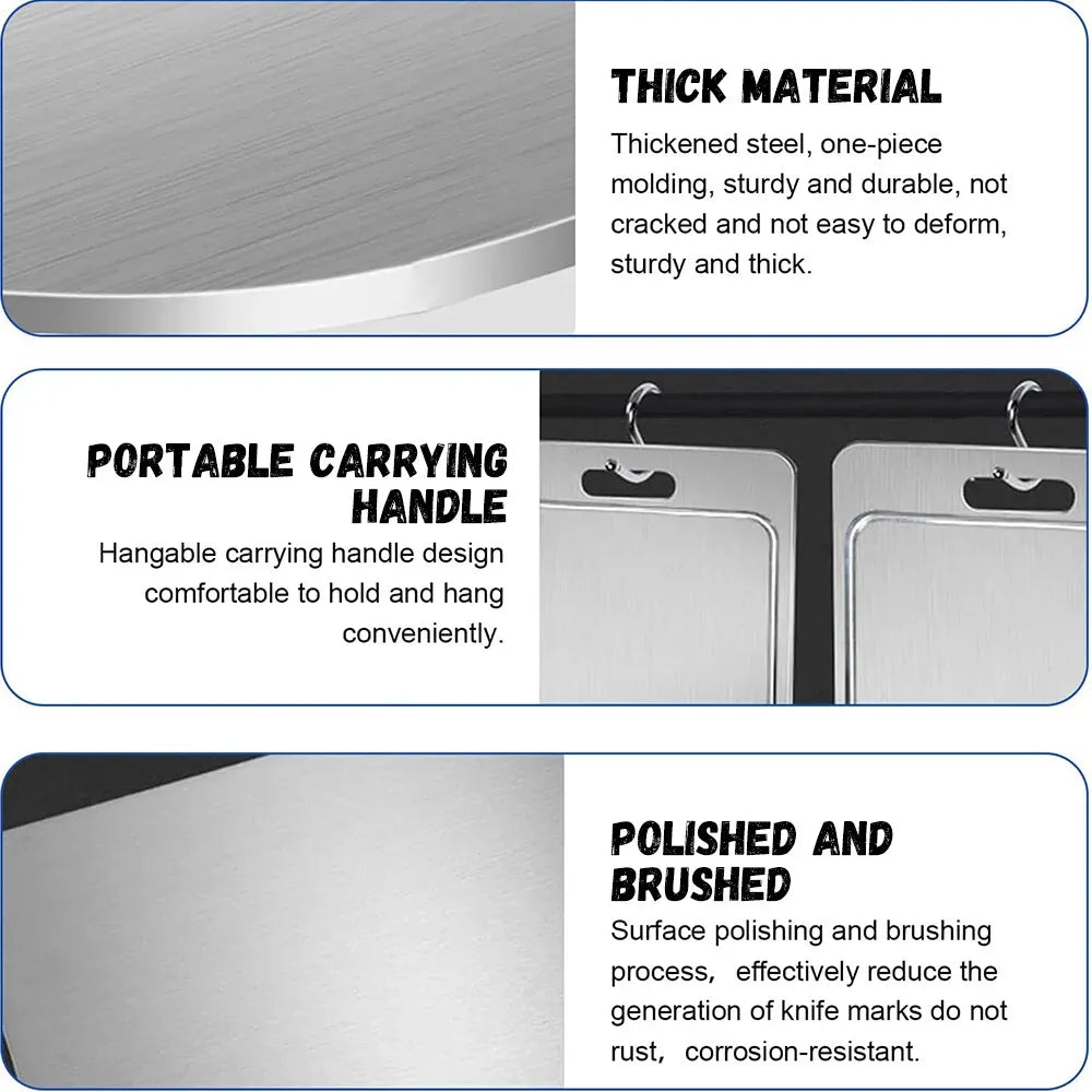 Double-Sided Titanium Cutting Board in Silver, 46x30cm, Durable and Heat Resistant