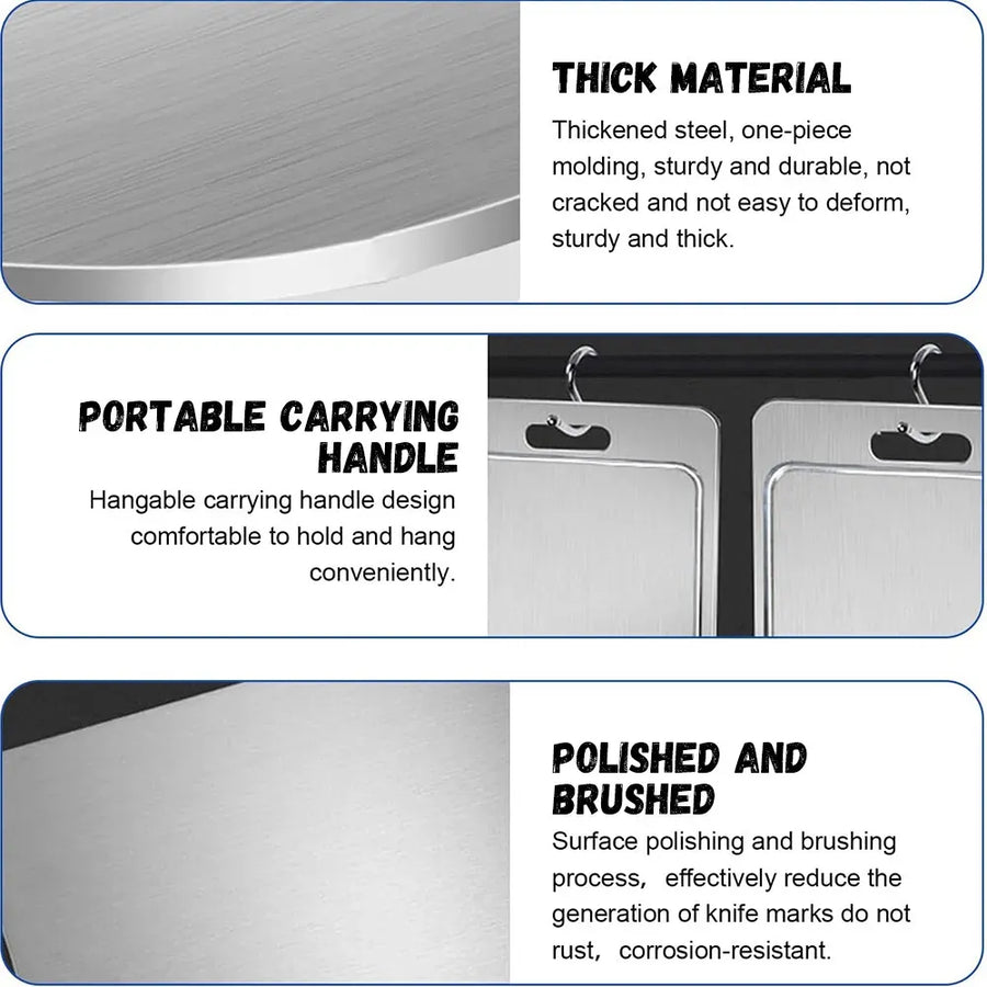 Double-Sided Titanium Cutting Board in Silver, 46x30cm, Durable and Heat Resistant