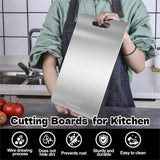 Double-Sided Titanium Cutting Board in Silver, 39x28cm for Kitchen and Camping - Rear View