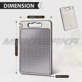 Titanium Double-Sided Cutting Board, 36.5x25cm, Silver, Stainless Steel for Kitchen and Camping - 45-Degree Angle