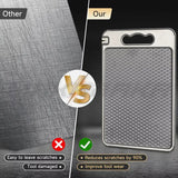 Titanium Double-Sided Cutting Board, 36.5x25cm, Silver, Stainless Steel for Kitchen and Camping - Rear View