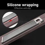 Titanium Double-Sided Cutting Board, 36.5x25cm, Silver, Stainless Steel for Kitchen and Camping - Low Angle