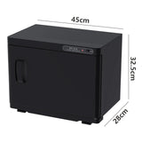 23L Black Hot Towel Warmer UV Sterilizer Disinfection Cabinet for Salon and Spa - Front View