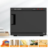 White 16L Black Hot Towel Warmer UV Sterilizer Cabinet for Salon and Home Use - Front View