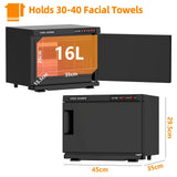 White 16L Black Hot Towel Warmer UV Sterilizer Cabinet for Salon and Home Use - Low Angle