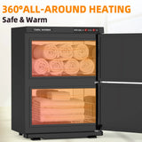 White 32L Black Hot Towel Warmer UV Sterilizer Cabinet for Salon and Home Use - Rear View
