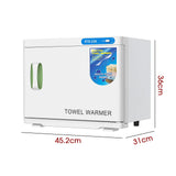 White 32L Black Hot Towel Warmer UV Sterilizer Cabinet for Salon and Home Use - Low Angle
