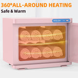 Pink 23L Hot Towel Warmer Cabinet with UV Sterilizer for Salon and Home Use - Top-Down View