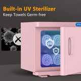 Pink 23L Hot Towel Warmer Cabinet with UV Sterilizer for Salon and Home Use - Rear View