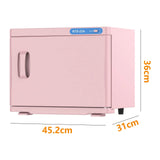 Pink 23L Hot Towel Warmer Cabinet with UV Sterilizer for Salon and Home Use - Close-Up Angle