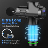Deep Tissue Massage Gun Black with 10 Interchangeable Heads and 30 Adjustable Speeds - Side View