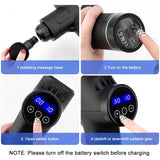 Deep Tissue Massage Gun Black with 10 Interchangeable Heads and 30 Adjustable Speeds - Top-Down View