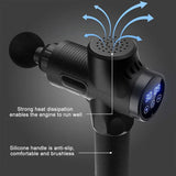 Deep Tissue Massage Gun Black with 10 Interchangeable Heads and 30 Adjustable Speeds - Close-Up Angle