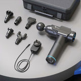 Deep Tissue Percussion Massage Gun in Black with 6 Heads and 20 Adjustable Speeds - Front View