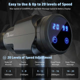 Deep Tissue Percussion Massage Gun in Black with 6 Heads and 20 Adjustable Speeds - Top-Down View