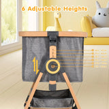 3 in 1 Grey Baby Bassinet Bedside Crib with Mattress, Adjustable Height and Storage Basket - Side View