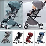 Lightweight Compact Baby Stroller Pram in Black and Grey – Foldable Travel Design - Close-Up Angle
