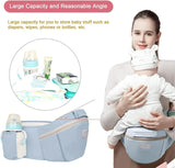 Blue 6 in 1 Adjustable Baby Carrier with Hip Seat in Light Green for Newborns and Toddlers (3-36 Months) - Side View