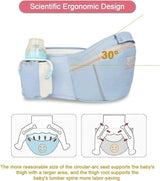 Blue 6 in 1 Adjustable Baby Carrier with Hip Seat in Light Green for Newborns and Toddlers (3-36 Months) - Top-Down View