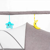 Auto-Swing Electric Baby Crib Cradle in Blue with Bluetooth and Lullabies - Low Angle