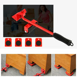 Heavy Furniture Moving Lifter Roller Tool Set with Sliders - Red - Front View