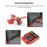 Heavy Furniture Moving Lifter Roller Tool Set with Sliders - Red - Side View