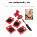 Heavy Furniture Moving Lifter Roller Tool Set with Sliders - Red - Top-Down View