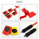 Heavy Furniture Moving Lifter Roller Tool Set with Sliders - Red - 45-Degree Angle