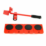 Heavy Furniture Moving Lifter Roller Tool Set with Sliders - Red - Low Angle