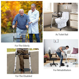 Height Adjustable Folding Medical Walking Frame in Black Aluminium Alloy - Straight - Front View
