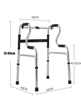 Height Adjustable Folding Medical Walking Frame in Black Aluminium Alloy - Straight - Rear View