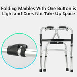 Height Adjustable Folding Medical Walking Frame in Black Aluminium Alloy - Straight - Close-Up Angle