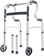 Height Adjustable Folding Medical Walking Frame in Black Aluminium Alloy - Bent
