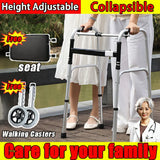 Height Adjustable Folding Medical Walking Frame in Black Aluminium Alloy - Bent - Front View