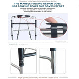 Adjustable Folding Walker Frame with Wheels, Silver Aluminium, 75-92CM Height - Front View