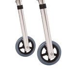 Adjustable Folding Walker Frame with Wheels, Silver Aluminium, 75-92CM Height - Top-Down View